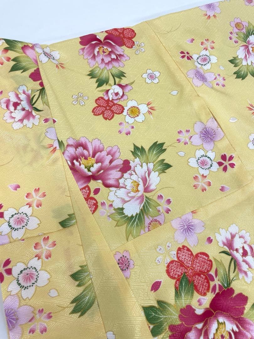  二尺袖 ポリエステル着物 袴向き 金彩 紋意匠 花々 MOP 552 振袖 着物