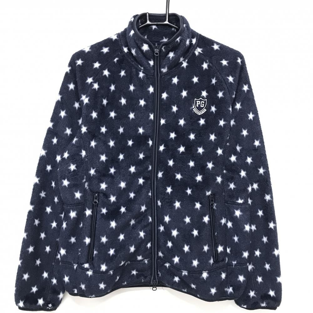 超 パーリーゲイツ フリースジャケット ネイビー 白 星総柄 メンズ 4 M ゴルフウェア PEARLY GATES
