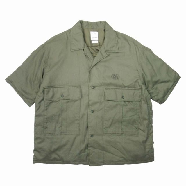 24 ss ビズビム VISVIM CORNET DOWN SHIRT S コルネット ダウンシャツ ショートスリーブ ヴィンテージライク 開襟 半袖 カットソー ロゴプリント 3 OLIVE メンズ