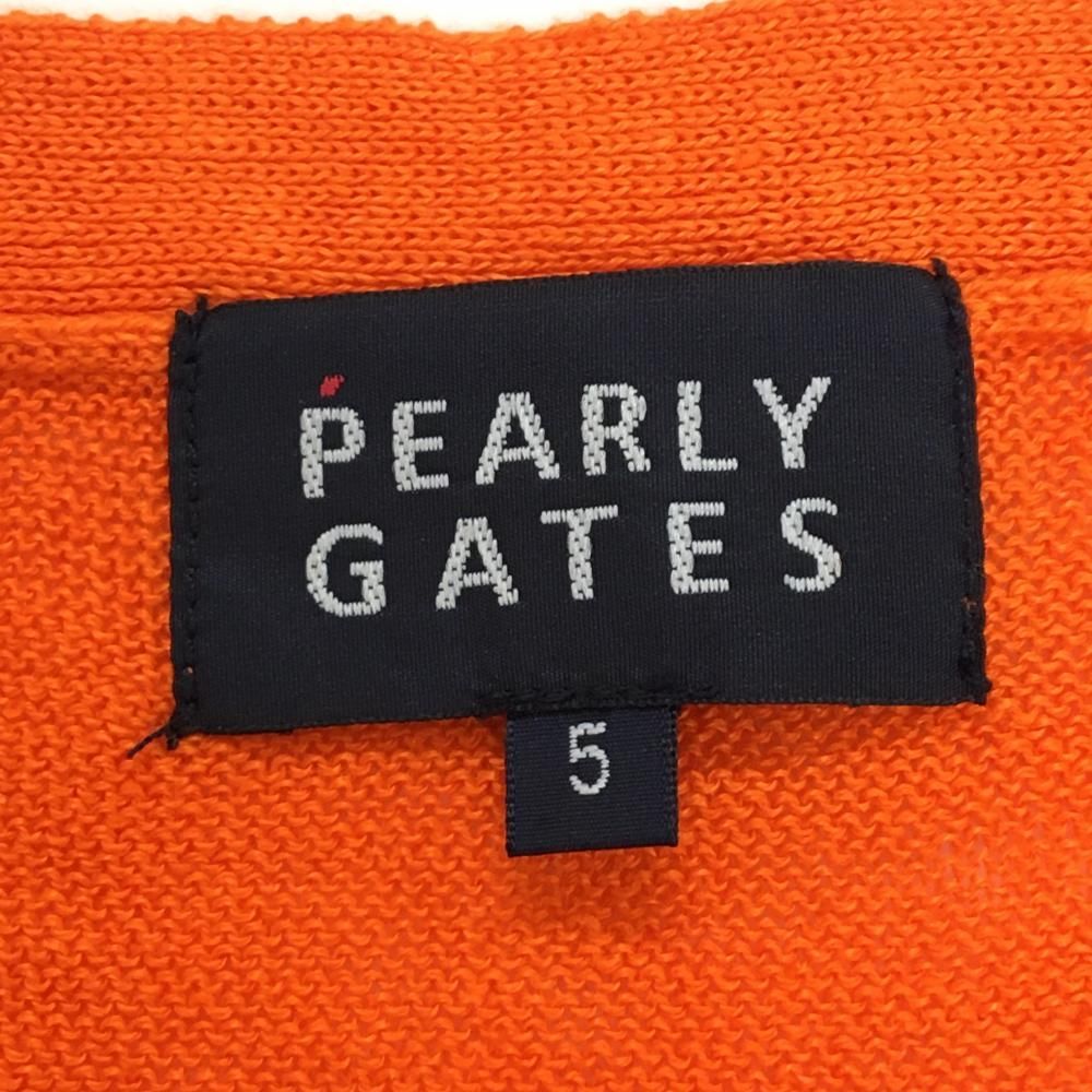 超美品】パーリーゲイツ ニットカーディガン オレンジ 麻100％ 薄手