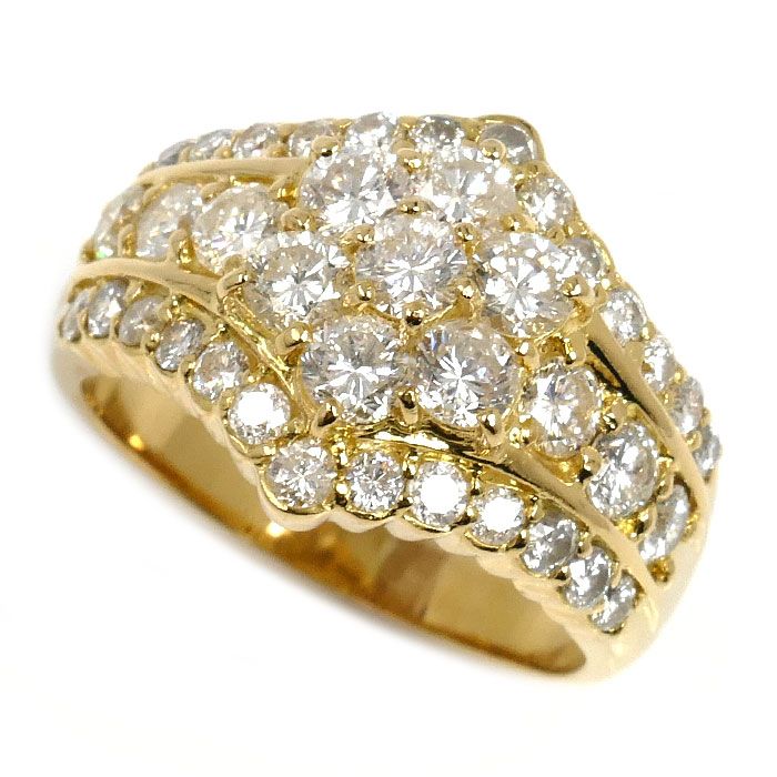 K 18 YG イエローゴールド リング 指輪 ダイヤモンド2.00 ct 13号 9.8 g レディース