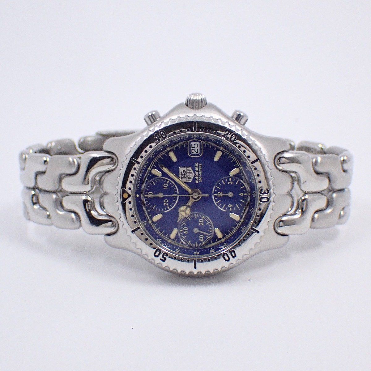 タグホイヤー S el クロノグラフ 自動巻き メンズ 腕時計 青文字盤 SSベルト CG 2111