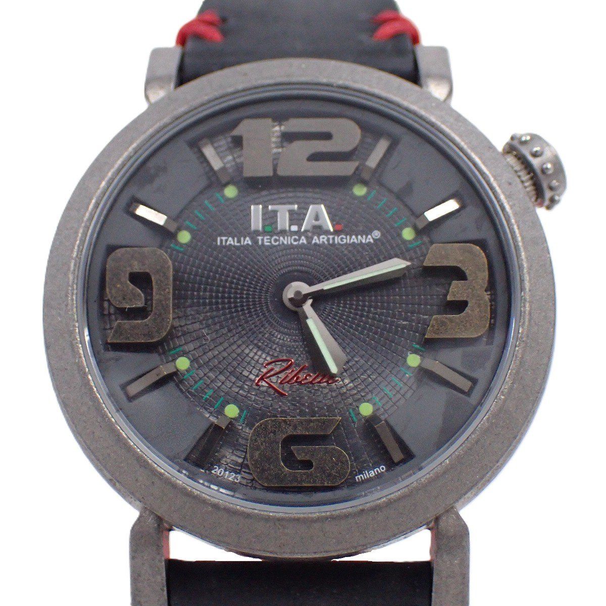 I T A Ribelle リベッレ ヴィンテージ加工 クォーツ メンズ 腕時計 グレー文字盤 革ベルト Ref 22 00 04