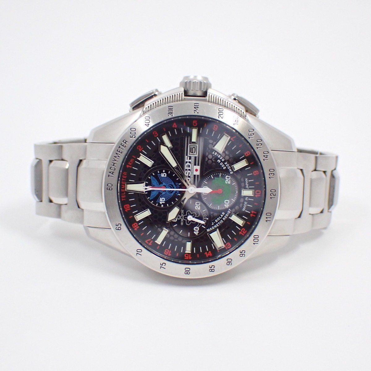 KENTEX ケンテックス JSDF トライフォースSP ソーラー クロノグラフ メンズ 腕時計 黒文字盤 SSベルト S 720 M-03