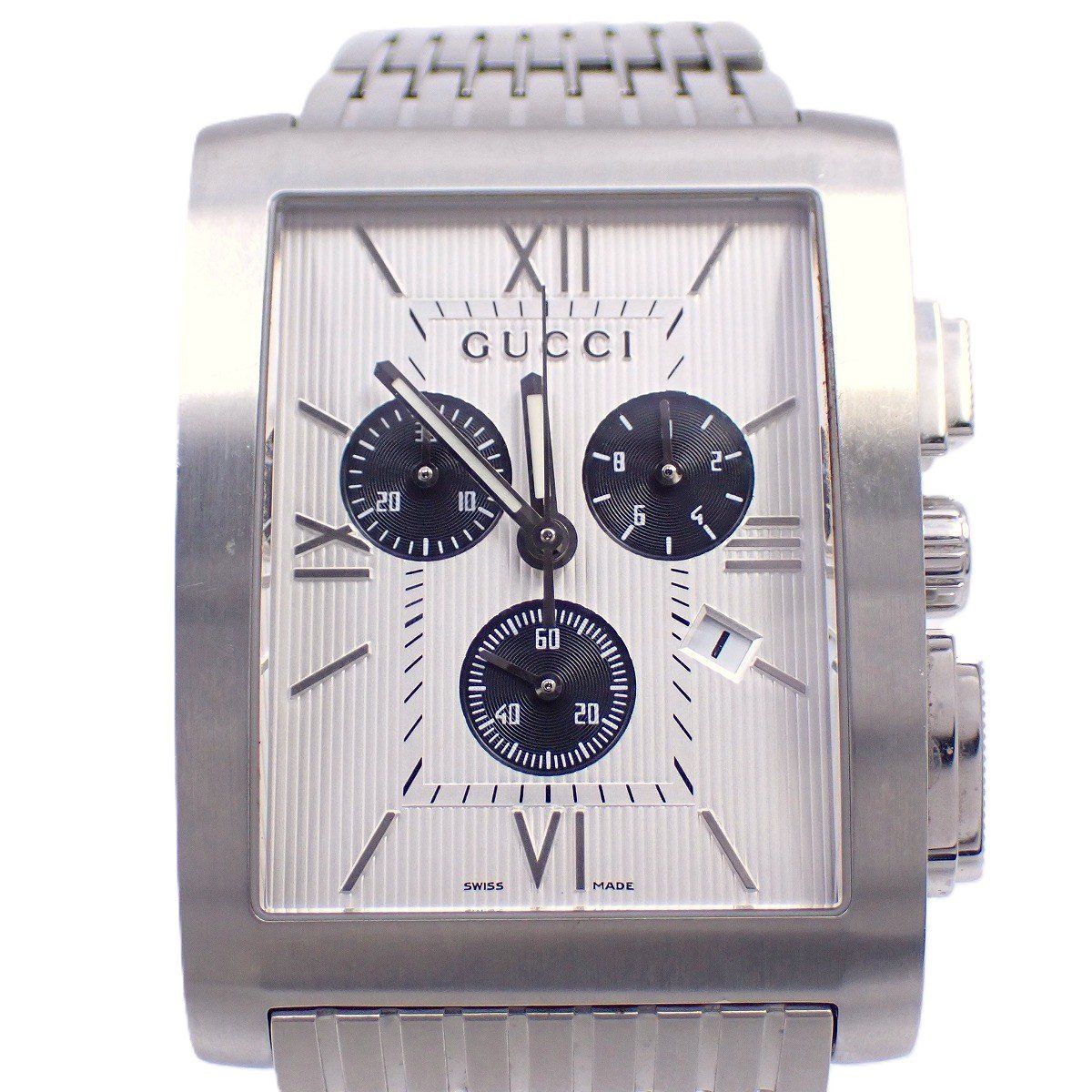 グッチ 8600M chrono Gメトロ クロノグラフ クォーツ メンズ 腕時計 白