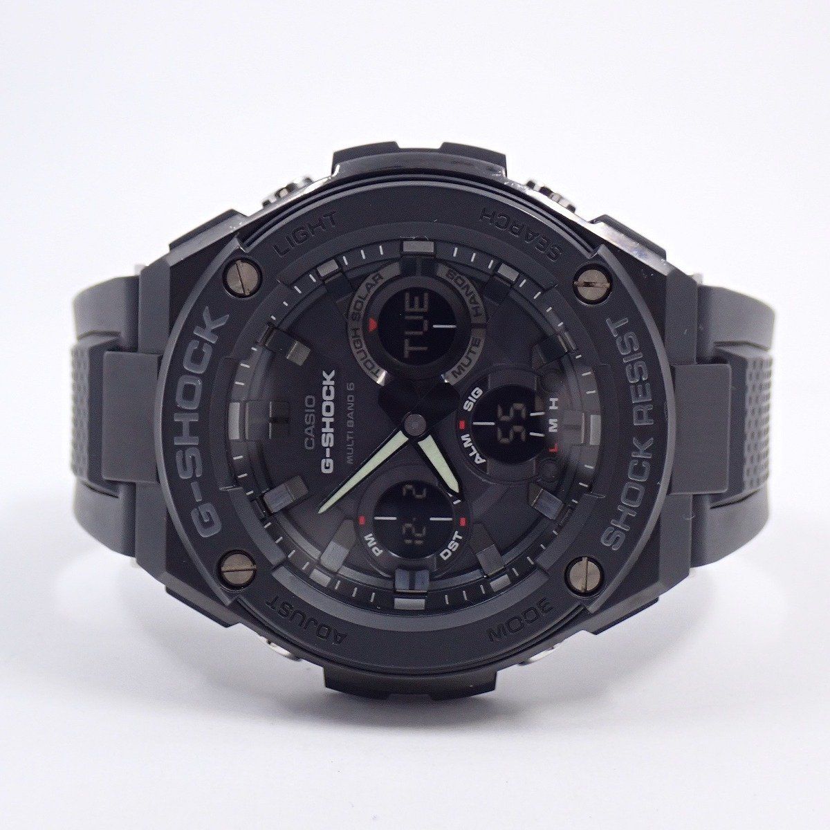 カシオ G-SHOCK Gスチール ソーラー電波 アナデジ メンズ 腕時計 ブラック 樹脂バンド GST-W 100 G-1 BJF