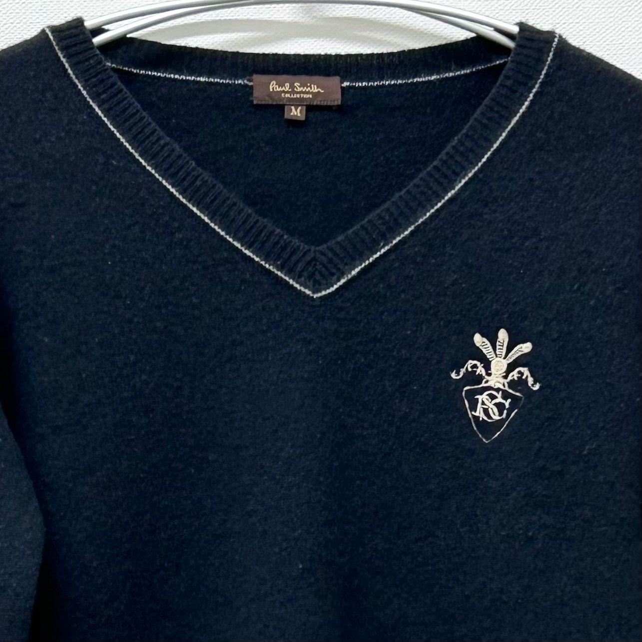 Paul Smith ポールスミス ウール100% Vネック ニット ベスト sizeXL/黒 
