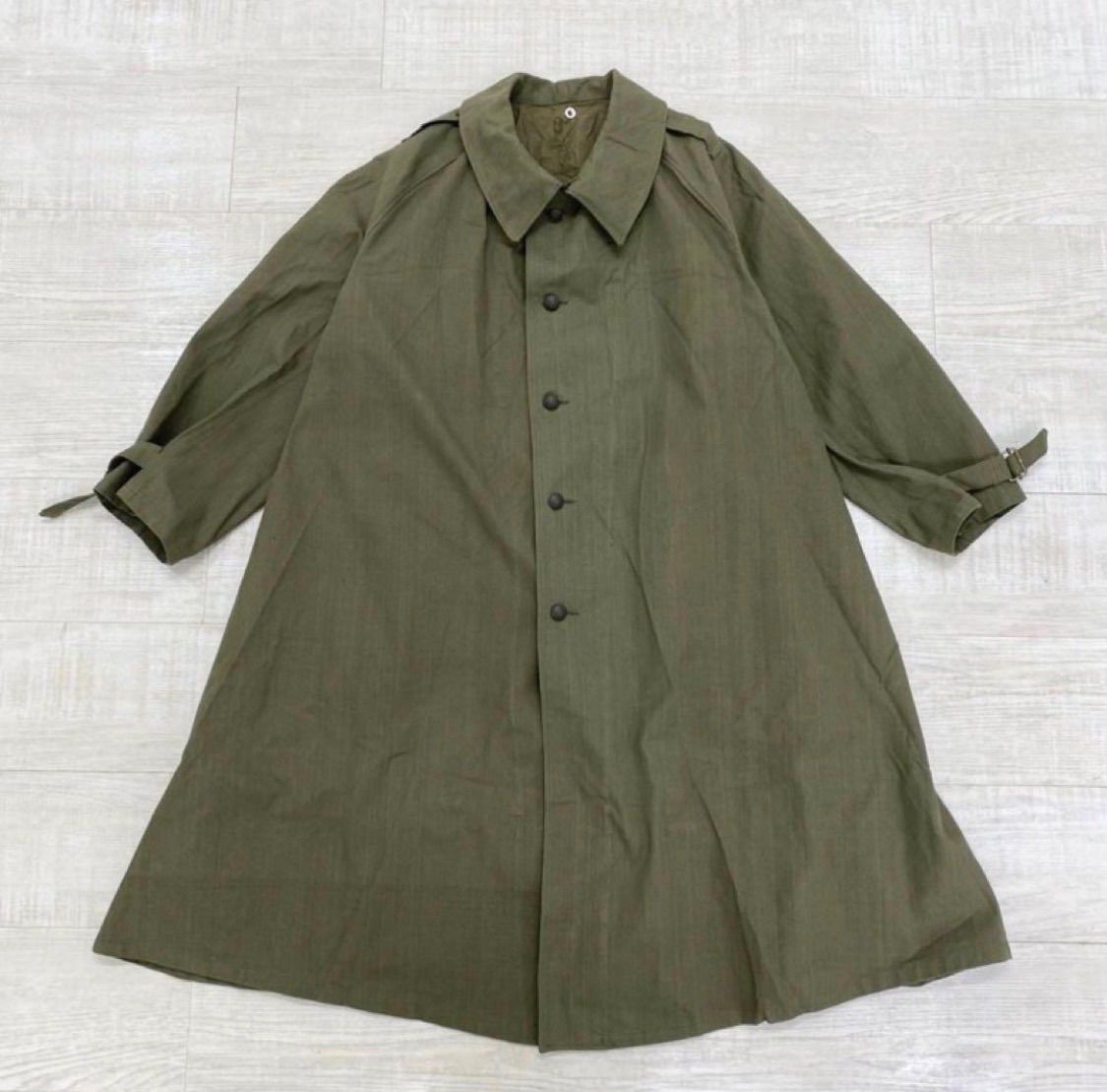 40 s フランス軍 Vintage フレンチ ヴィンテージ 後期 モーターサイクル コート リネン混 COAT M 35 サイズ 6 71