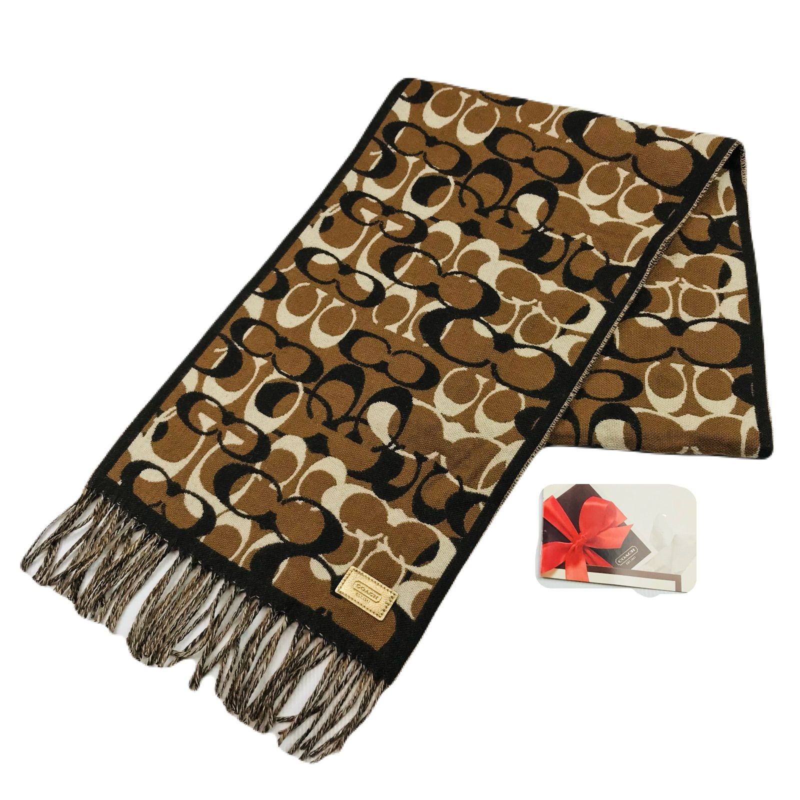 極美品☆COACH・コーチ シグネチャー総柄 ゴールドブランドロゴ刻印