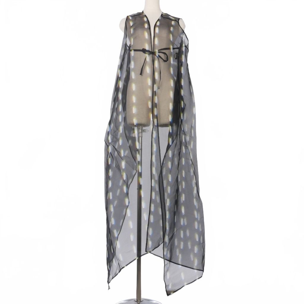 【中古】ドリスヴァンノッテン DRIES VAN NOTEN 21SS レンライ LEN LYE 総柄 プリント シアー ロング ベスト 黒 ドリスヴァンノッテン DRIES VAN NOTEN 21SS レンライ LEN LYE 総柄