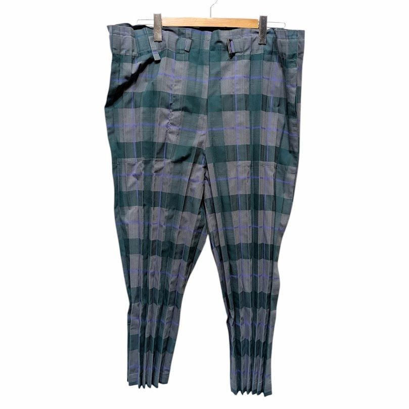 65 me ISSEY MIYAKE ミーイッセイ ミヤケ CHECK PLEATS BOTTOM イッセイミヤケ チェックプリーツボトム グレー グリーン