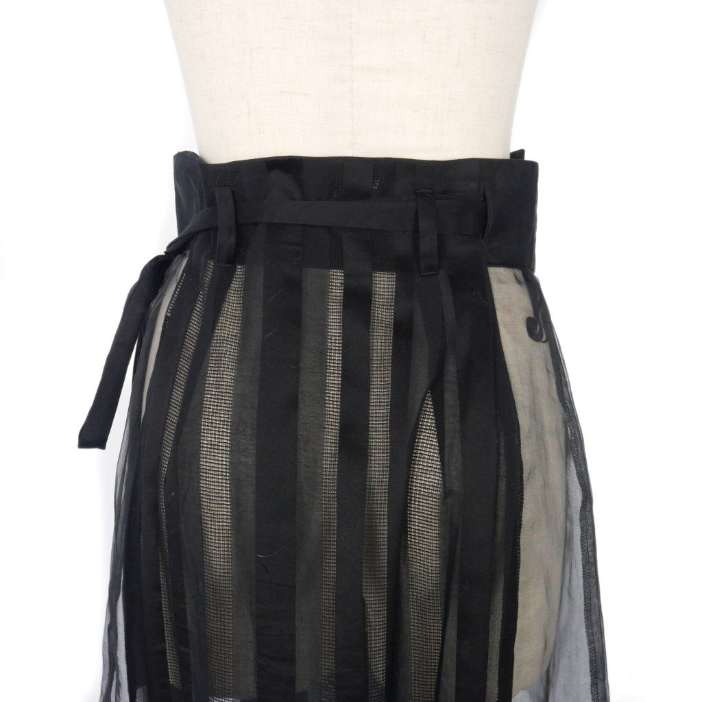 エンフォルド ENFOLD ストライプ シアー ラップスカート 36 黒