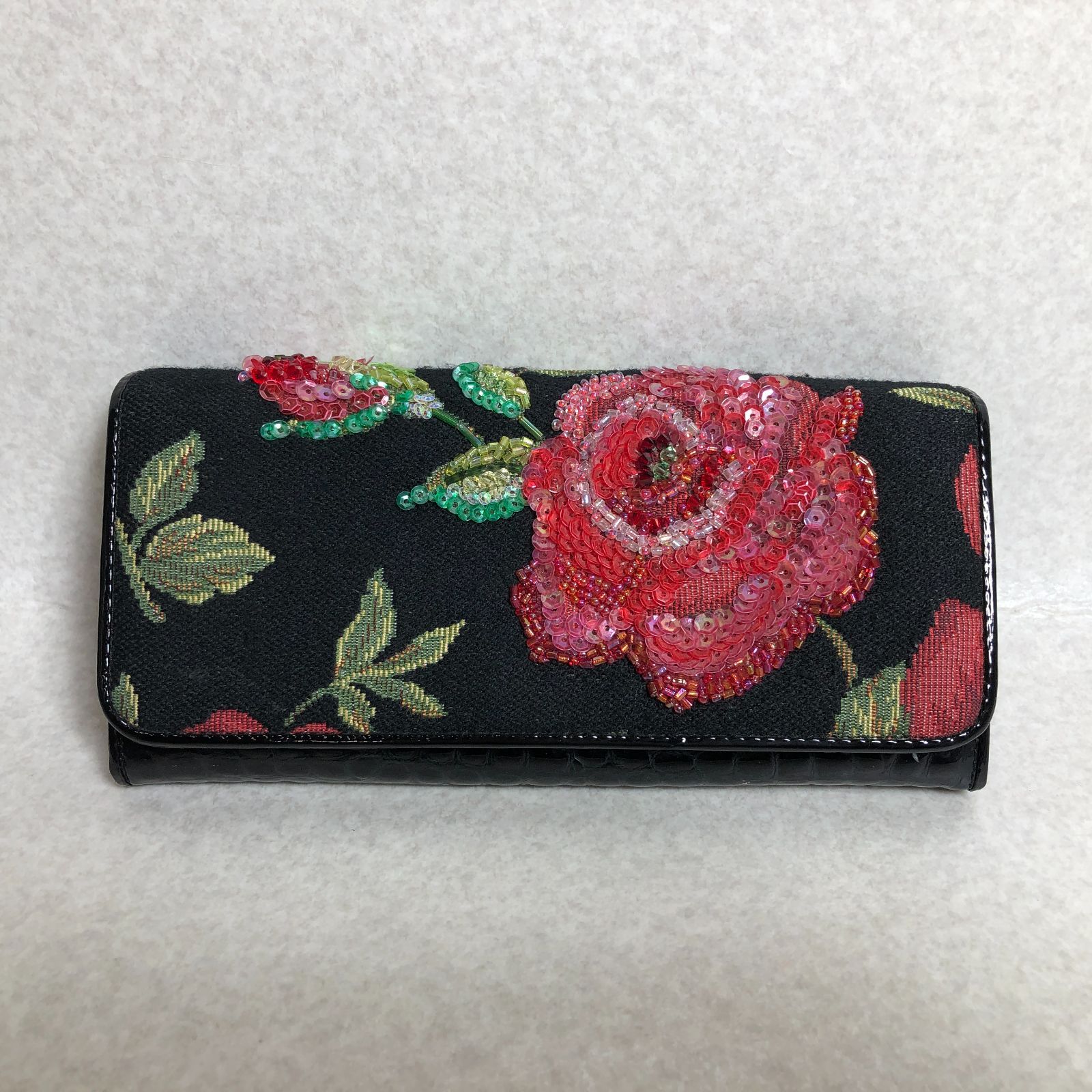 D1835 シンクビー 花柄 長財布 クロコ型押し - メルカリ