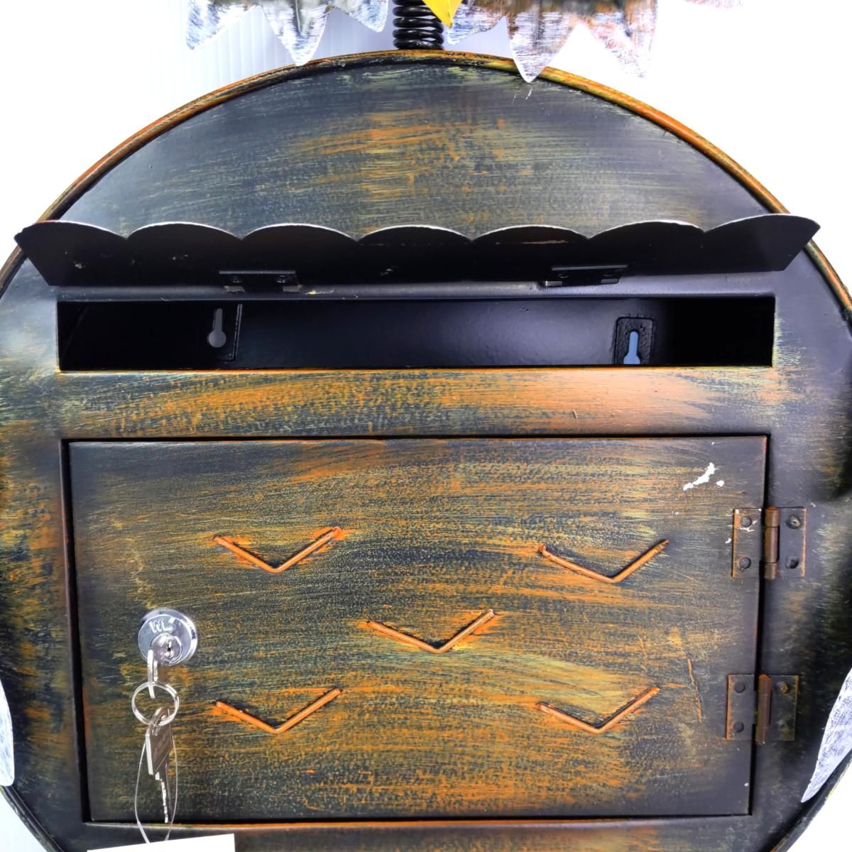 品 ブリキポスト フクロウ ハンドメイド〇YR-54372〇