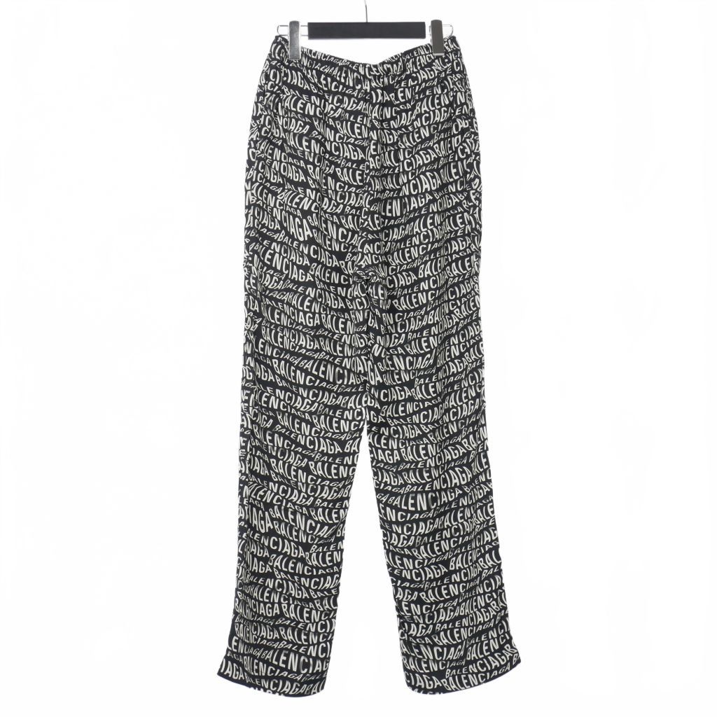 バレンシアガ BALENCIAGA ウェーブ ロゴ 総柄 イージーパンツ