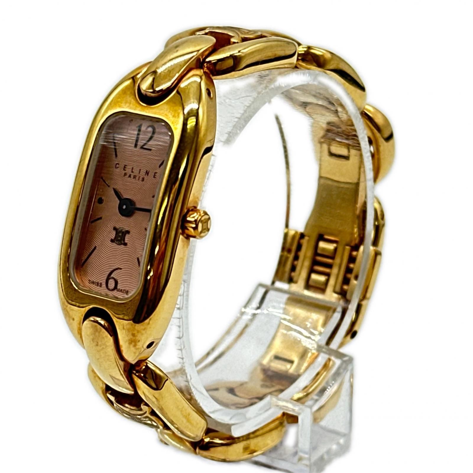 正常可動 CELINE セリーヌ 300 100 FT 腕時計 ゴールド ピンク ステンレススチール レディース