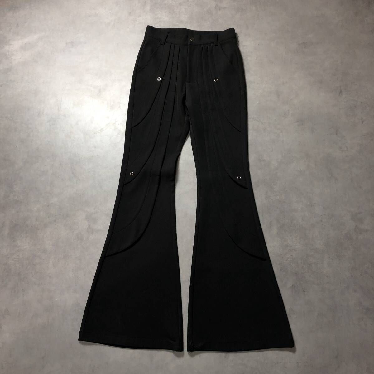 GQ4346◇ArgueCulture：ワイドフレアパンツ◇S◇ブラック系 アー 