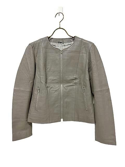 ANAYI アナイ leatherジャケット 9号 Mサイズ グレー 秋冬 ノー ジャケット＿S 02＿セルモアから ＿s 0263 r 02