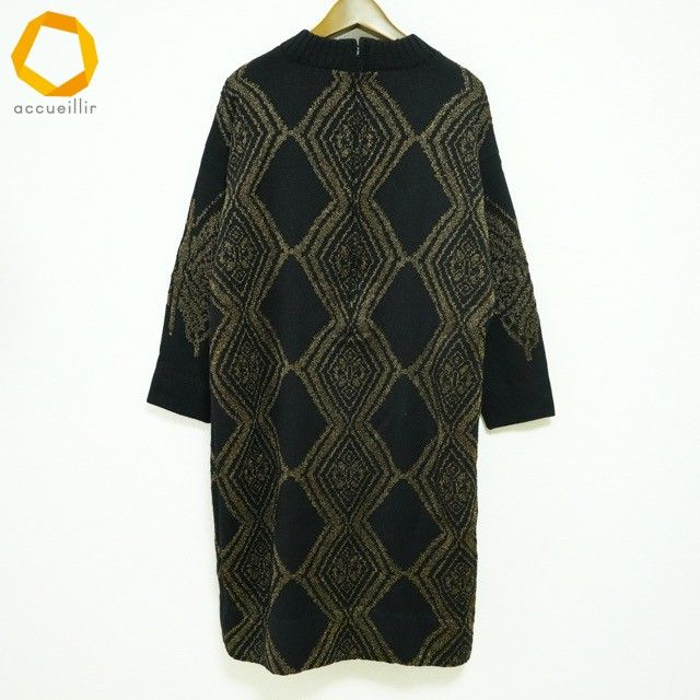 wnc サイトウトヨコ 斉藤都世子 チュニック 黒 ゴールド ニット 蝶 ラメ レディース 973391