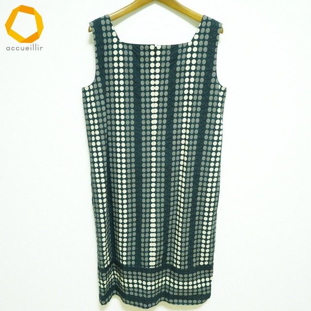 snc ホコモモラ jocomomola ワンピース 42 紺 グレー ベージュ ノースリーブ ドット レディース 978748