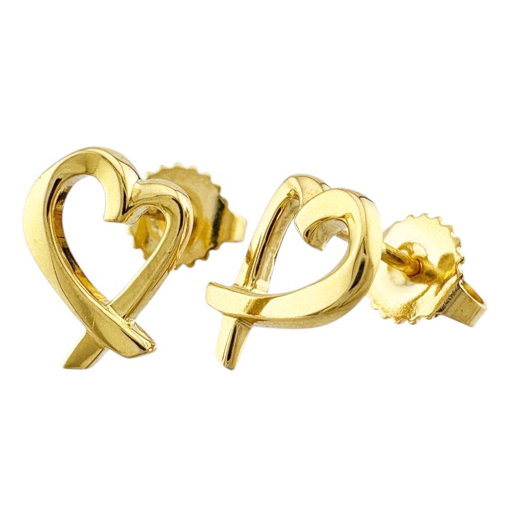 ティファニー ラビングハート ピアス 18金 K18イエローゴールド