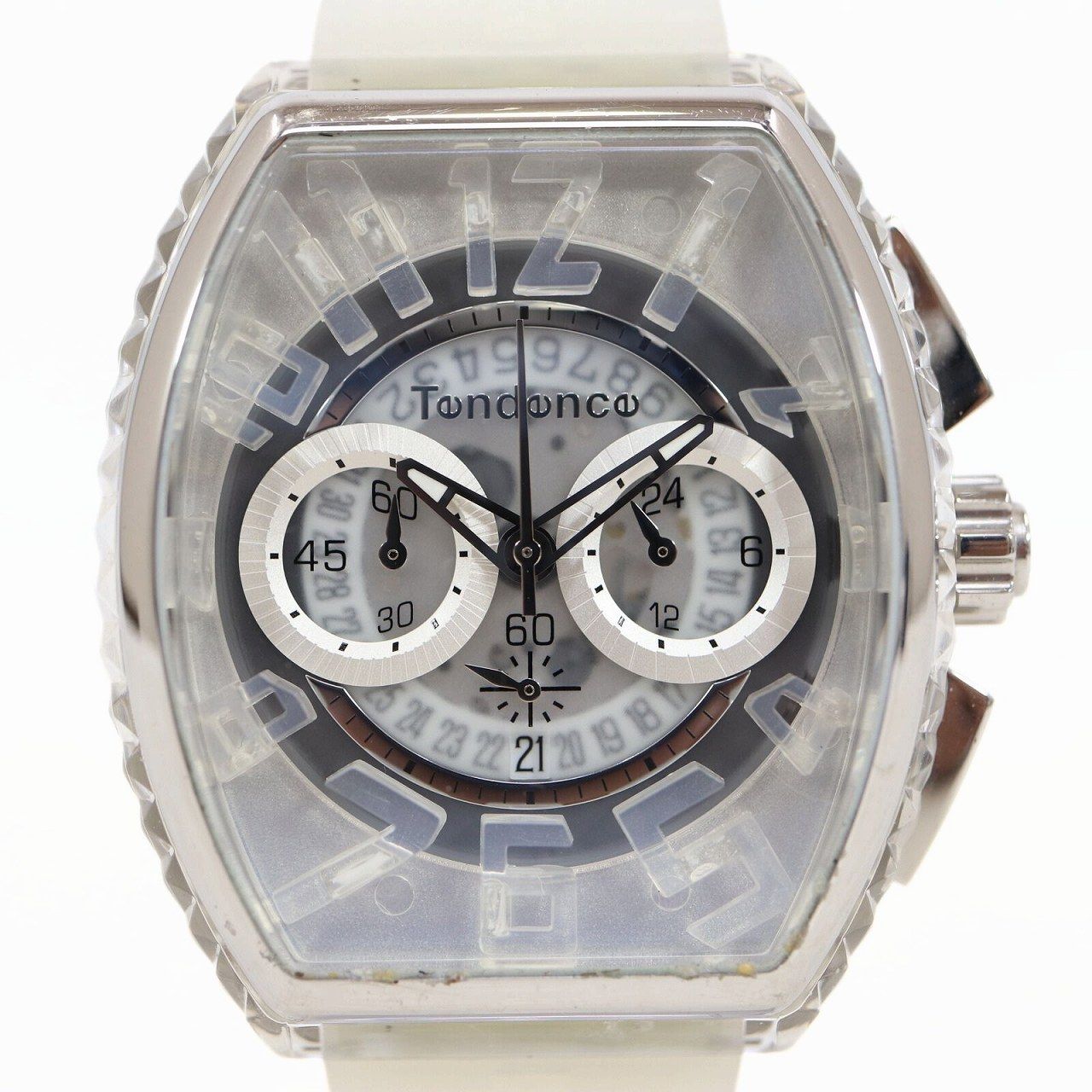 Tendence テンデンス スケルトン文字盤 QZ メンズ腕時計 ピラミッド クロノグラフ 動作品 13436 HM