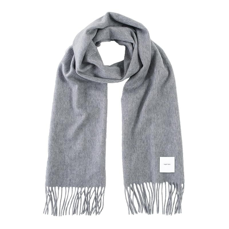 彡 matti totti 04.Lグレー カシミヤ マフラー カシミア 大判 厚手 メンズ 無地 ストール 男性 ロング ギフト プレゼント A 0025 B-4