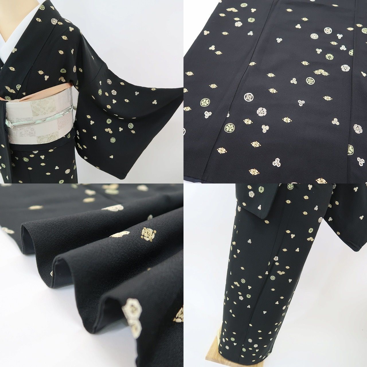 ✾まめ藤✾m349＊正絹 刺繍 Sサイズ 手縫い仕立て 小紋 - メルカリ