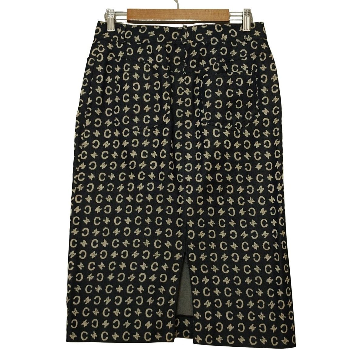 CELINE セリーヌ ロングスカート サイズ42 L レディース - ダークネイビー×アイボリー デニム Cマカダム柄