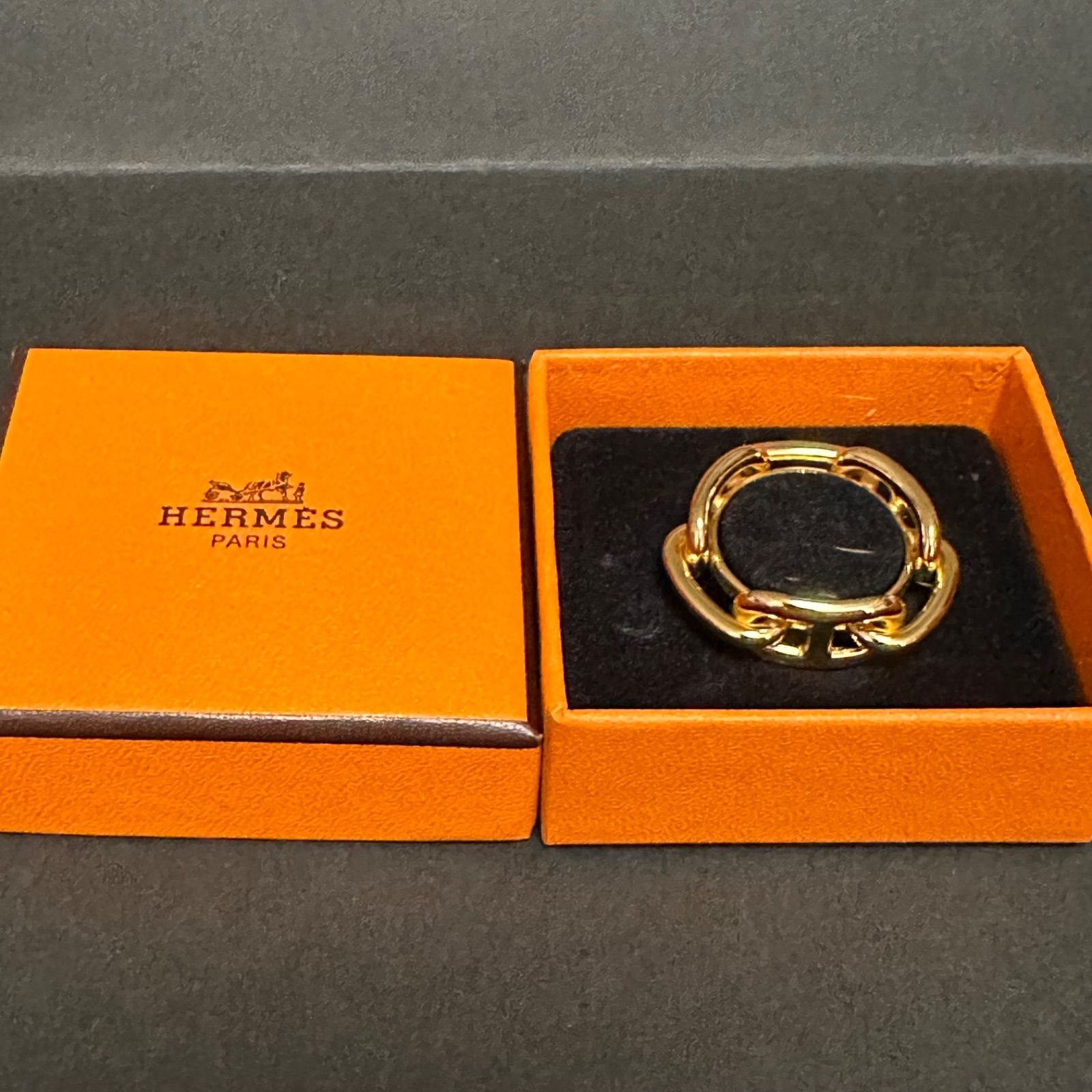 極美品 エルメス HERMES スカーフリング シェーヌダンクル GP ゴールド