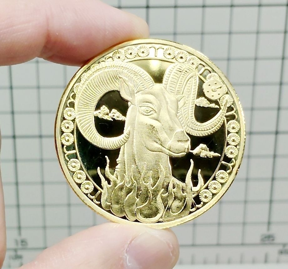 △棚:V_H7【コイン 牡羊座/おひつじ座 （十二星座） #ゴールド】D12-18