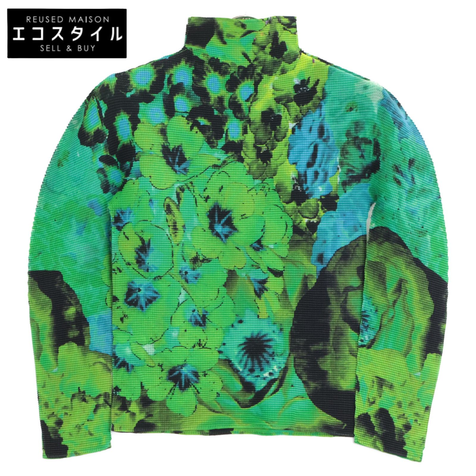 MeISSEYMIYAKE ミーイッセイミヤケ MI93FJ471 ｸﾞﾘｰﾝ 花柄 ｽﾄﾚｯﾁﾌﾟﾘｰﾂ