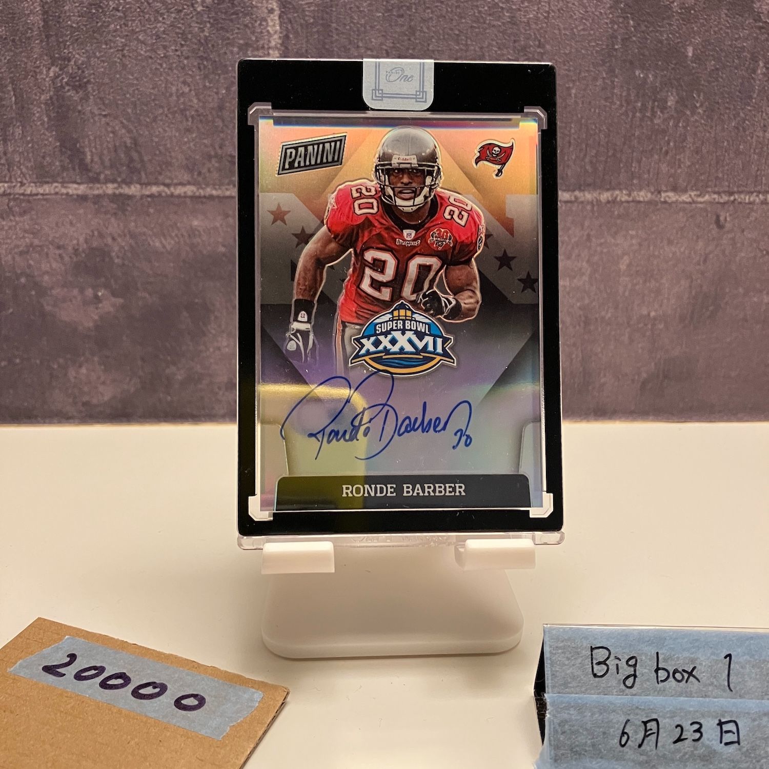 2020 Panini One Ronde Barber 直筆サインカード Tampa Bay Buccaneers Super Bowl XXXVII カード
