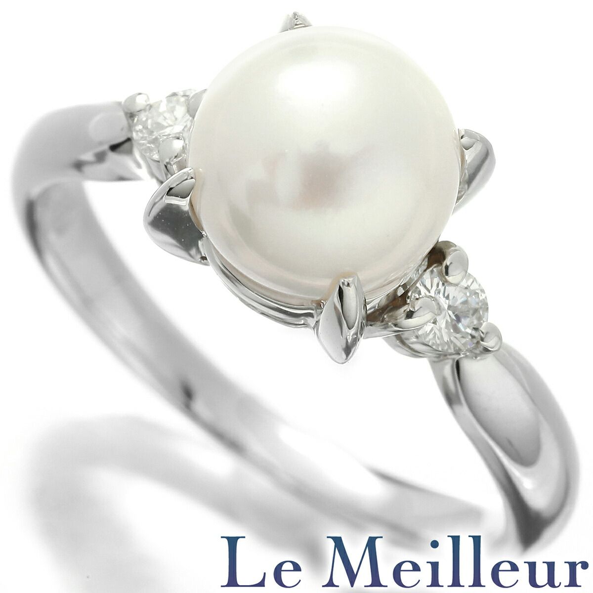 アコヤ真珠 7.6mm ダイヤモンド プラチナ Pt900 パールリング 指輪 11