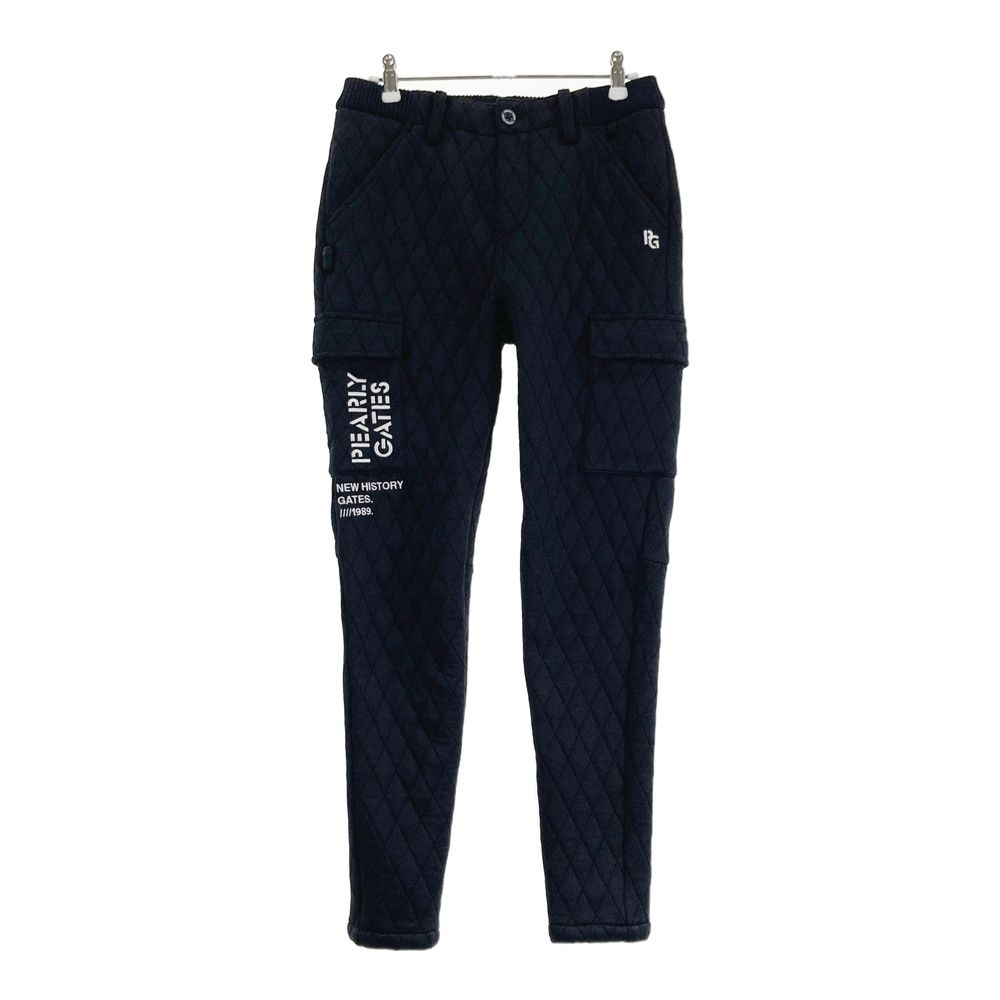 サイズ 0 PEARLY GATES パーリーゲイツ モデル キルティング ロングパンツ ネイビー系 ゴルフウェア レディース ストスト