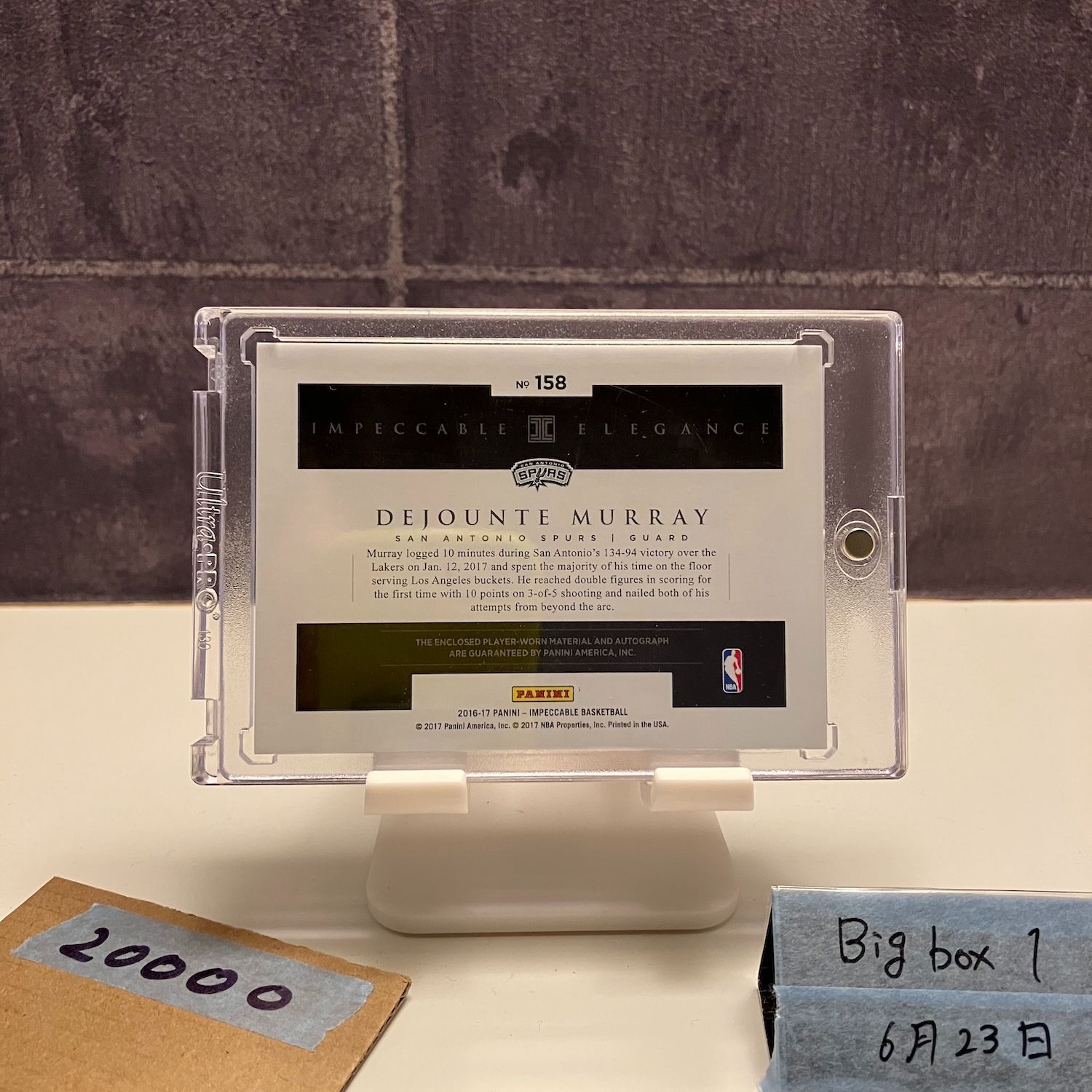 2016-17 Panini Impeccable Elegance Dejounte Murray 13 99 直筆サインカード San Antonio Spurs RC ルーキー Rookie Player-worn ジャージ カード