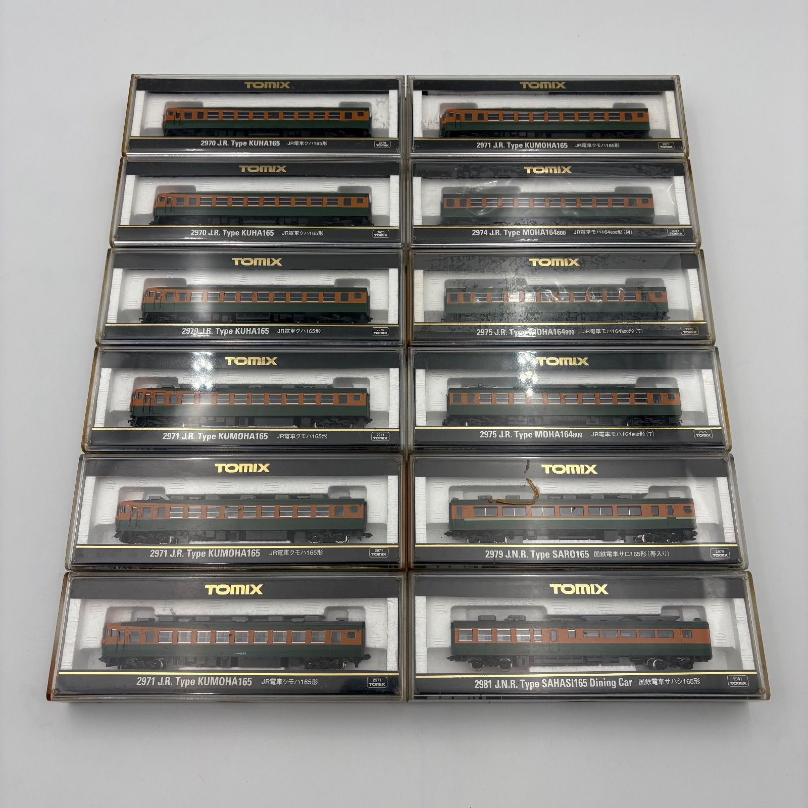 Tomix 鉄道模型 12点セット JR電車クハ165形 2970 JR電車クモハ165形 2971 JR電車モハ164 800形 2974 2975 国鉄電車サロ165形 2979 国鉄電車サハシ165形 2981 動作未