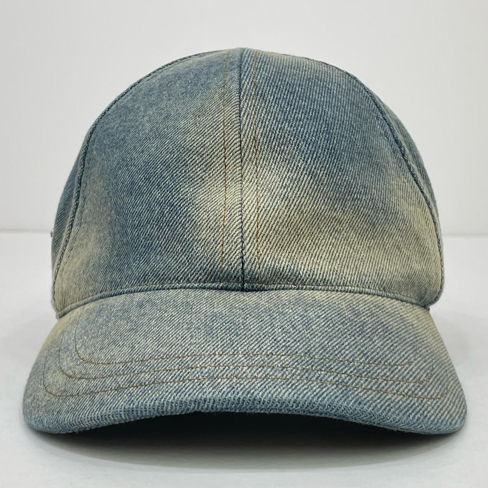 PRADA プラダ デニム キャップ 帽子 トライアングルロゴ ネイビー サイズ S