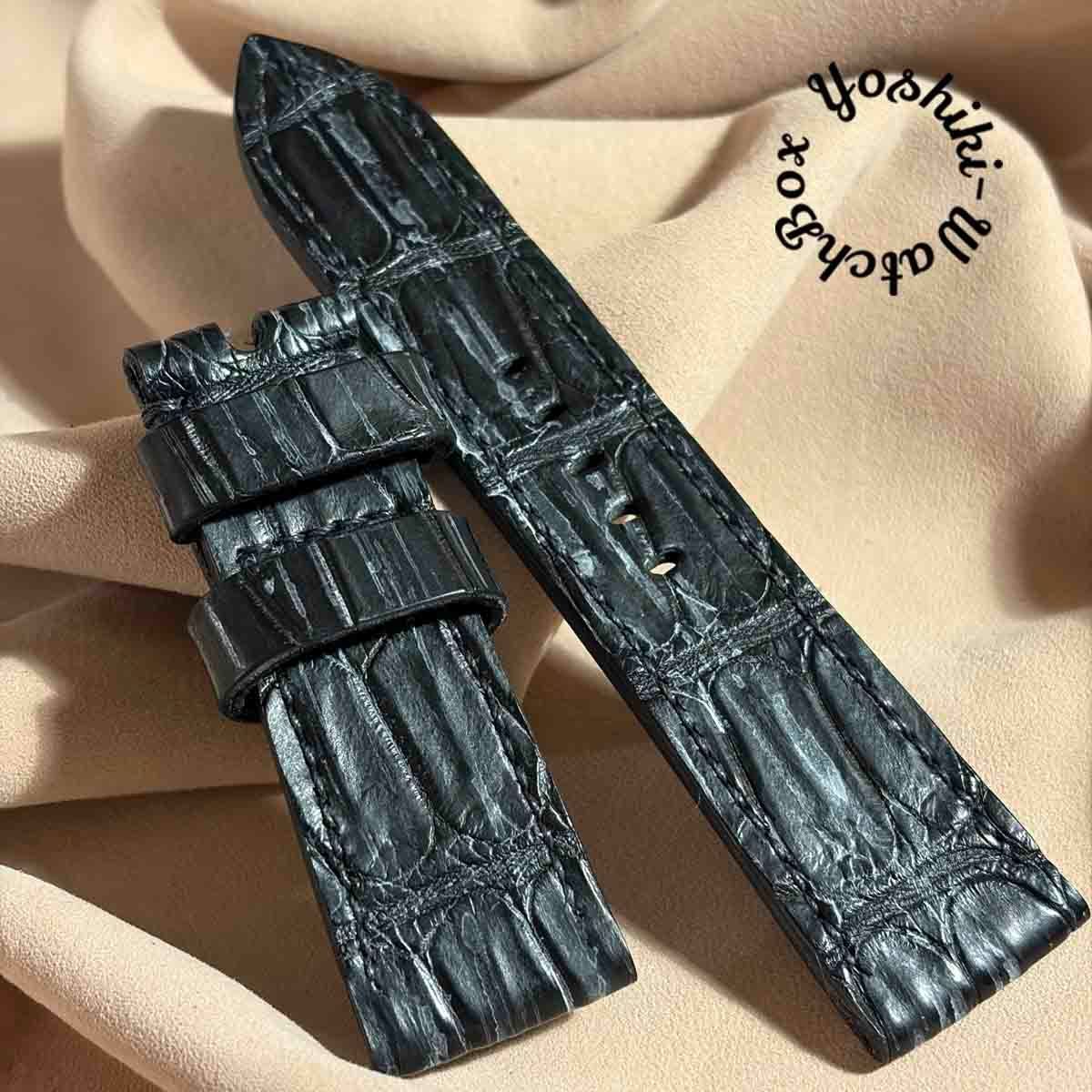 exh 55 ブライドル クロコダイル 腕時計ベルト ラグ幅24 mm バックル幅22