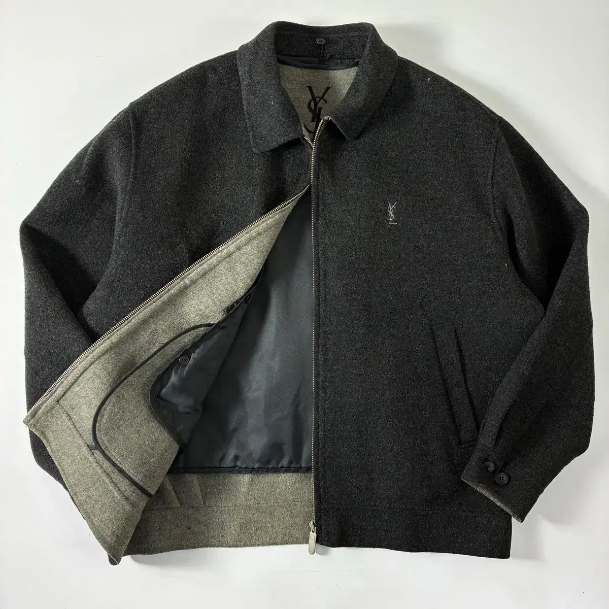 Yves Saint Laurent イヴ・サンローラン ファー付き ウール ブルゾン