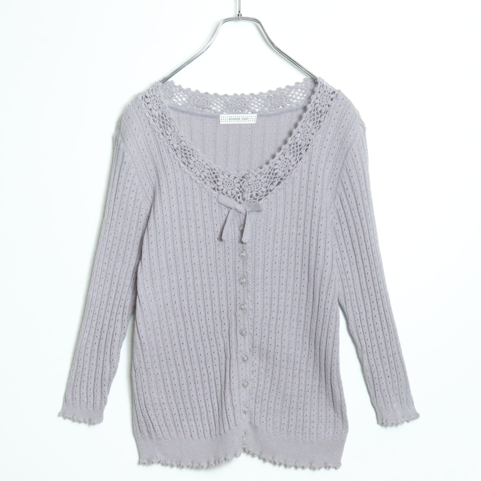 カネコイサオ☆フェミニン可愛い♪ かぎ針編み花モチーフ襟 七分袖