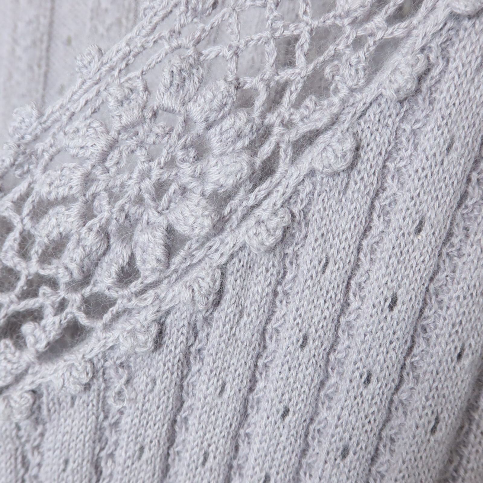 カネコイサオ☆フェミニン可愛い♪ かぎ針編み花モチーフ襟 七分袖