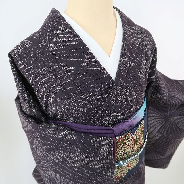  ✾まめ藤✾ｍ360 正絹 証紙付き ワイドサイズ 手縫い仕立て 真綿結城紬 紬 着物