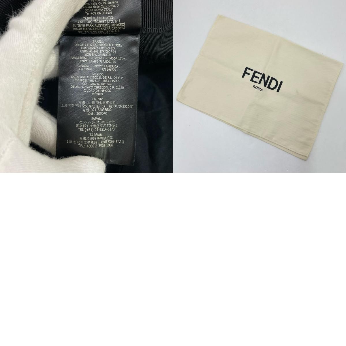 FENDI フェンディ ズッカ柄 キャップ 帽子 ブラック サイズ 58 ベースボールキャップ キャップ
