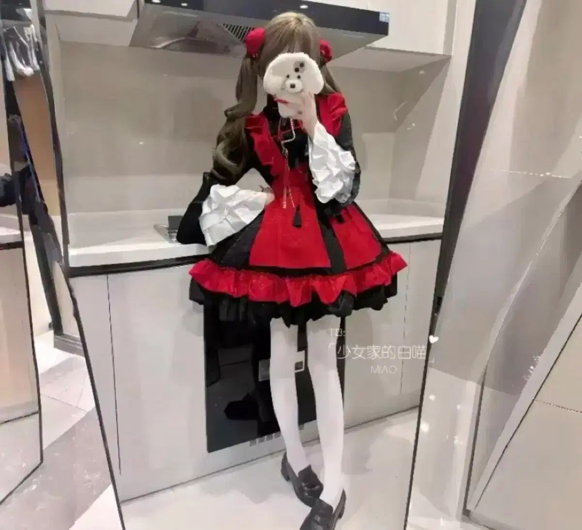 日本 彼岸花 ロリータ メイド服 コスプレㅣ量産型 地雷系 原宿 美少女