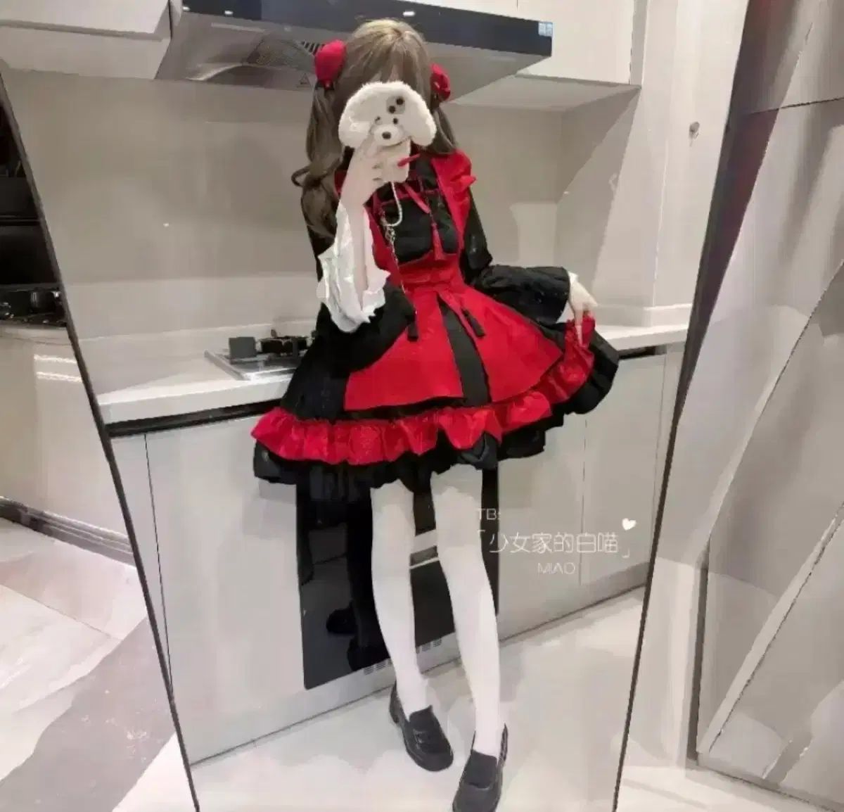 日本 彼岸花 ロリータ メイド服 コスプレㅣ量産型 地雷系 原宿 美少女