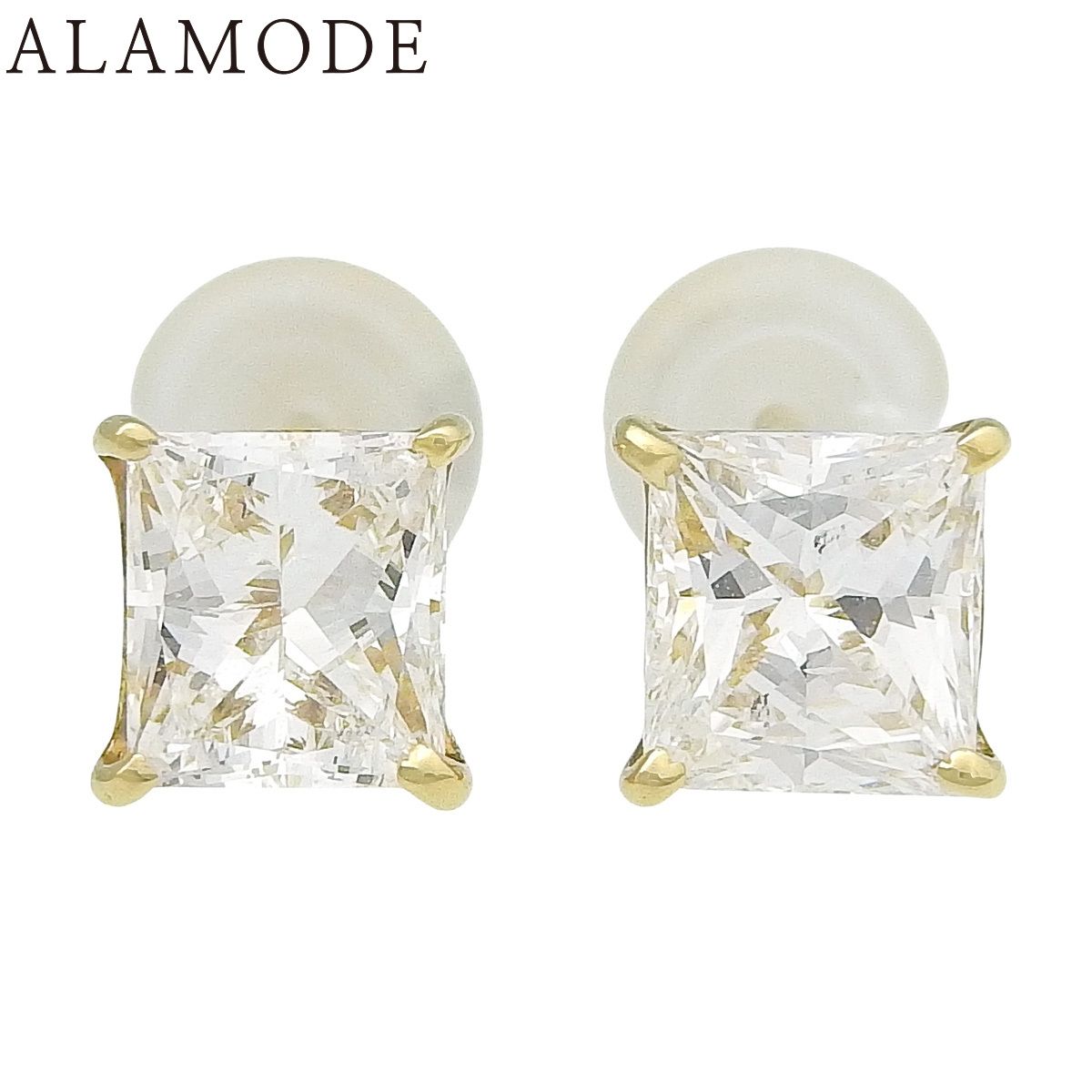 D 0 501 560 一粒ダイヤピアス イエローゴールド K 18 YG レディース アラモード