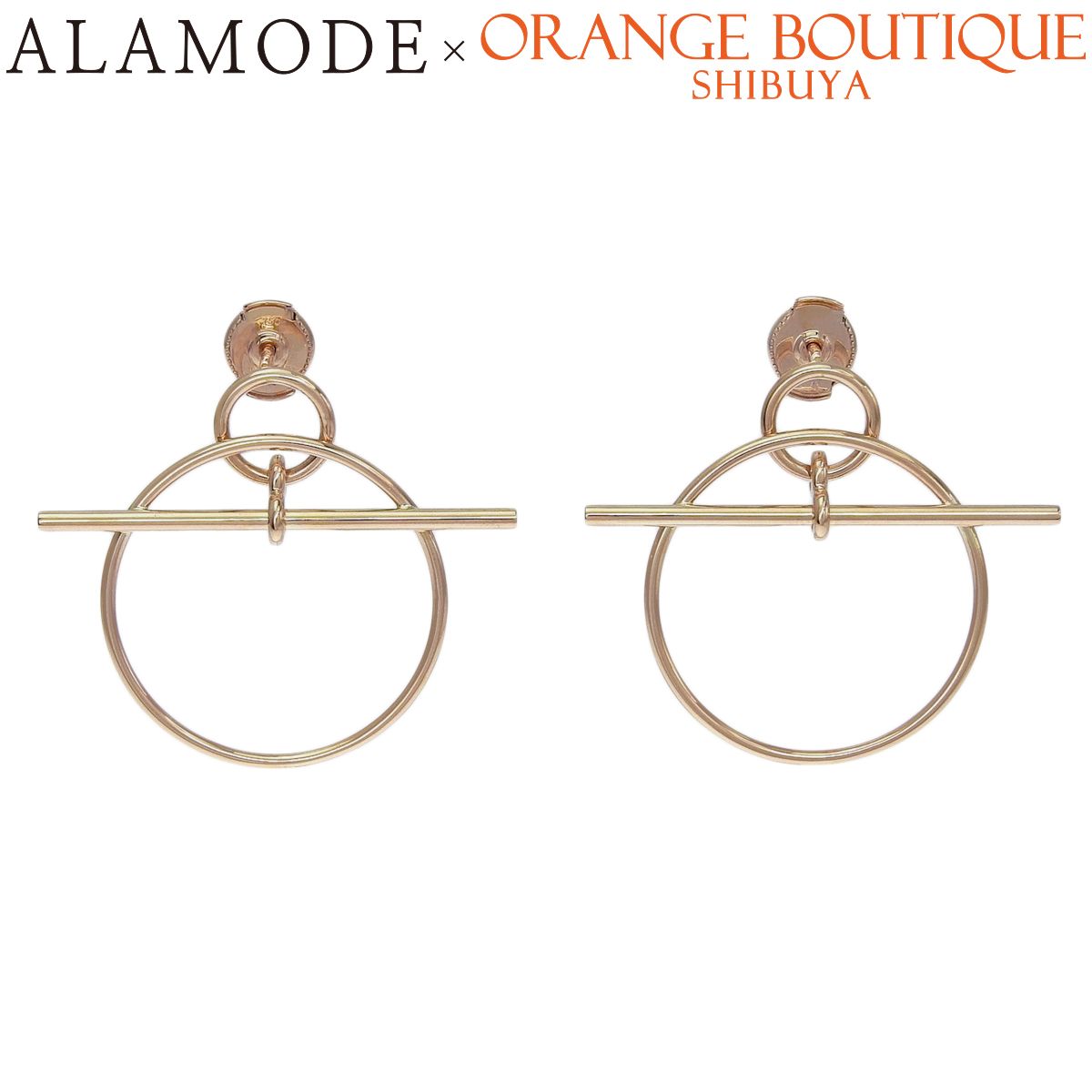 HERMES エルメス エシャペ ピアス ピンクゴールド K 18 PG レディース アラモード