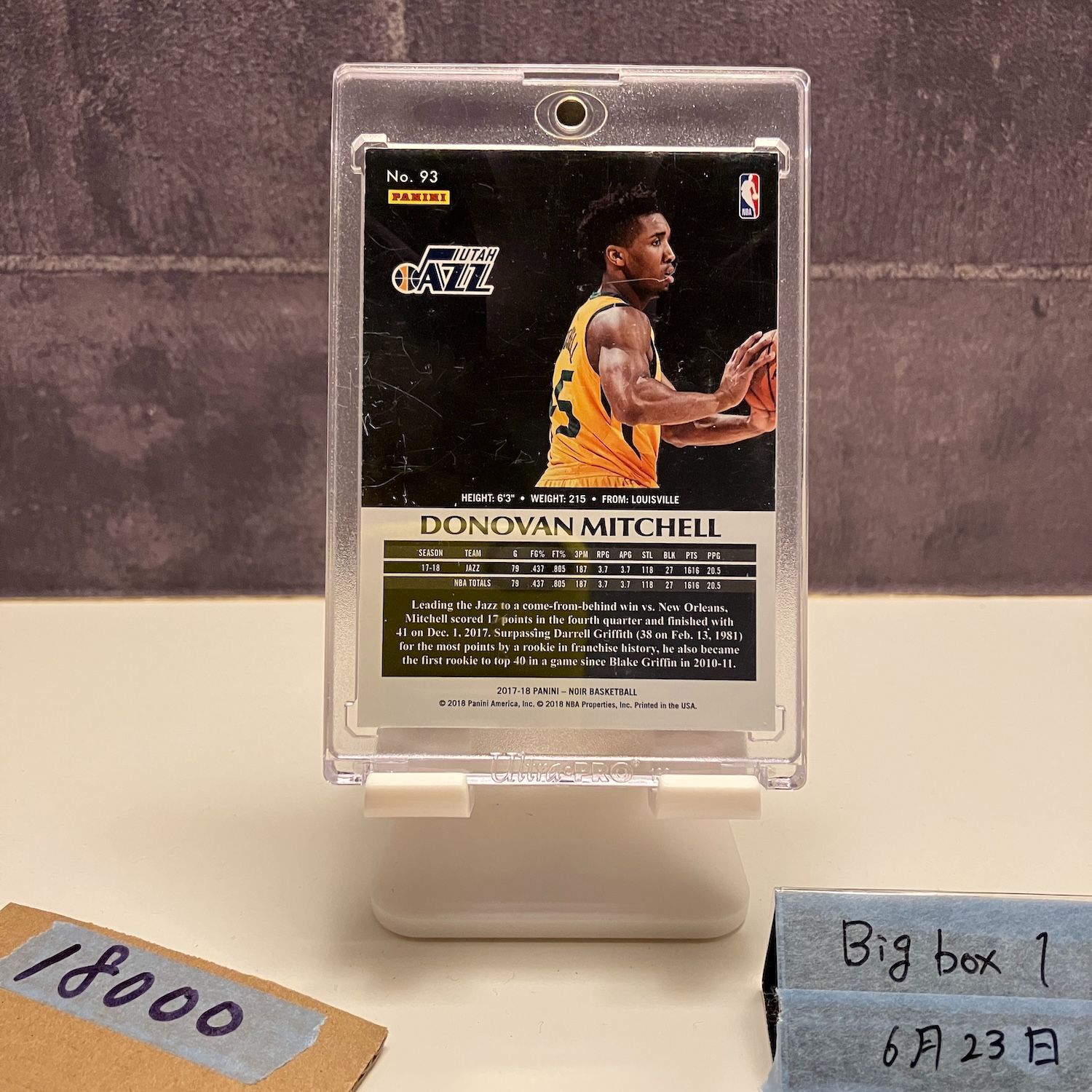 2017-18 Panini Noir Donovan Mitchell 24 25 Utah Jazz RC ルーキー Rookie カード