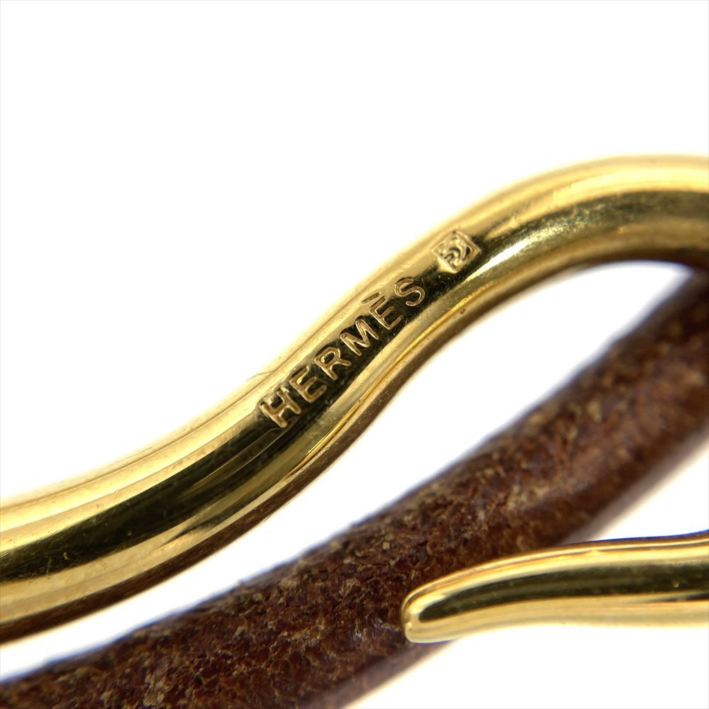 エルメス HERMES ジャンボ ブレスレット レザー ブラウン ゴールド金具